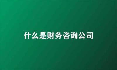 什么是财务咨询公司